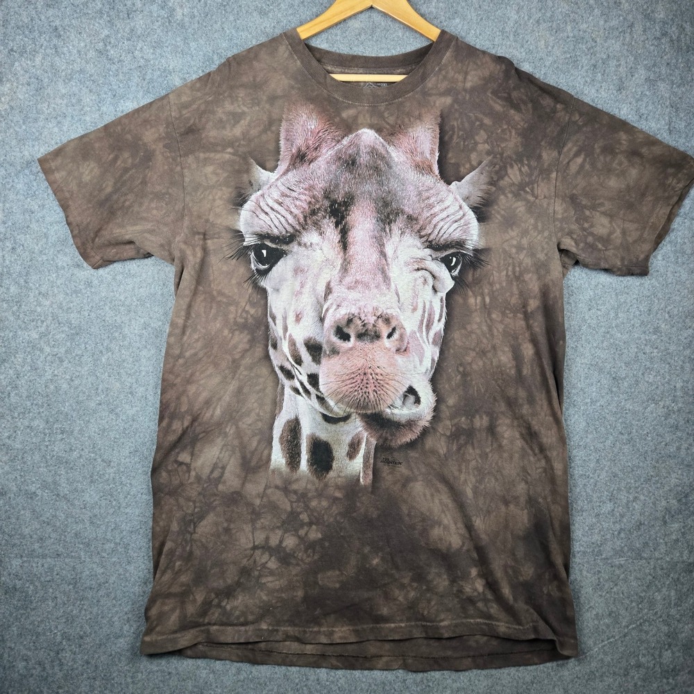 The Mountain T Shirt Mens 2XL Brown Giraffe Tie Dye Graphic Animal Nature Tee